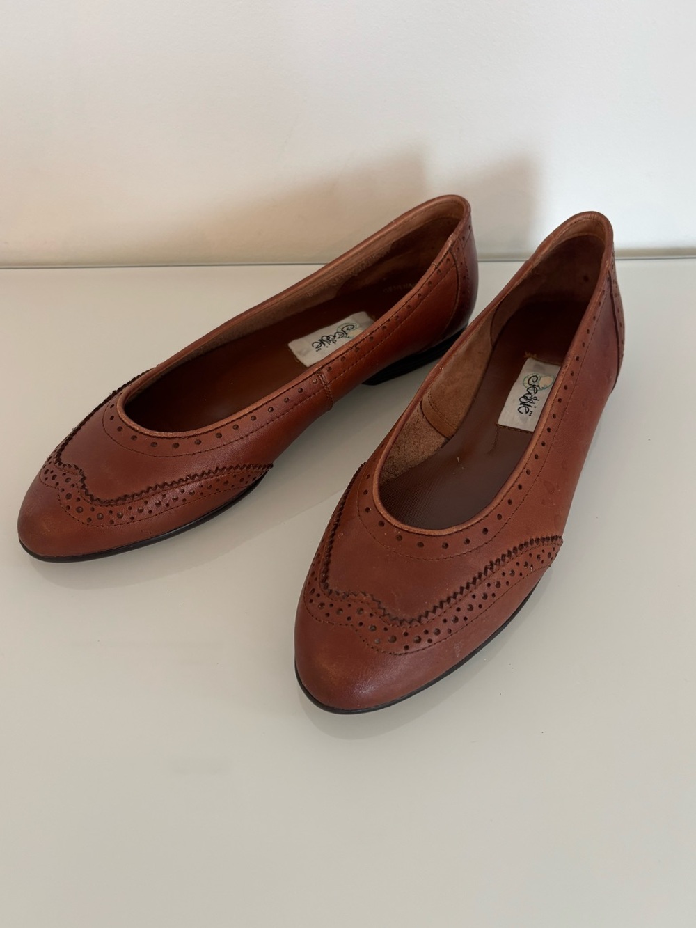 Italian Leather Wingtip Ballet Flats